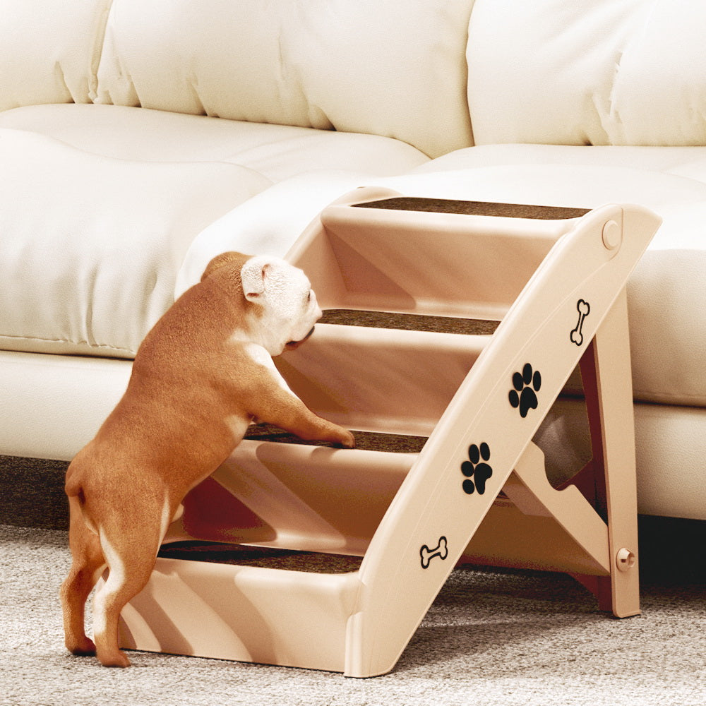 i.Pet Dog Ramp Steps For Bed Sofa Car Pet Stairs Ladder Portable Foldable Beige - view 8