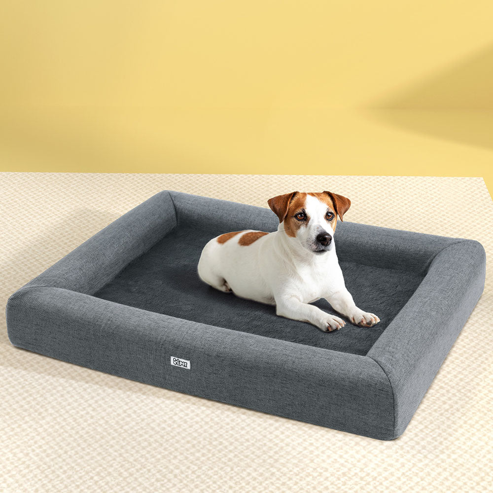 i.Pet Pet Bed Dog Cat Large Calming Soft Sofa Cushion Egg Crate Washable Grey - view 7