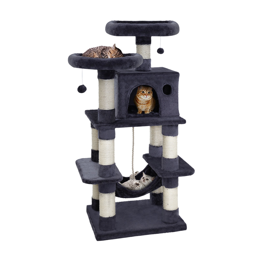 i.Pet Cat Tree 145cm Tower Scratching Post Scratcher Wood Condo House Large Bed - view 7