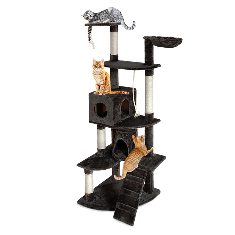 i.Pet Cat Tree 193cm Tower Scratching Post Scratcher Condo House Trees Grey - view 8