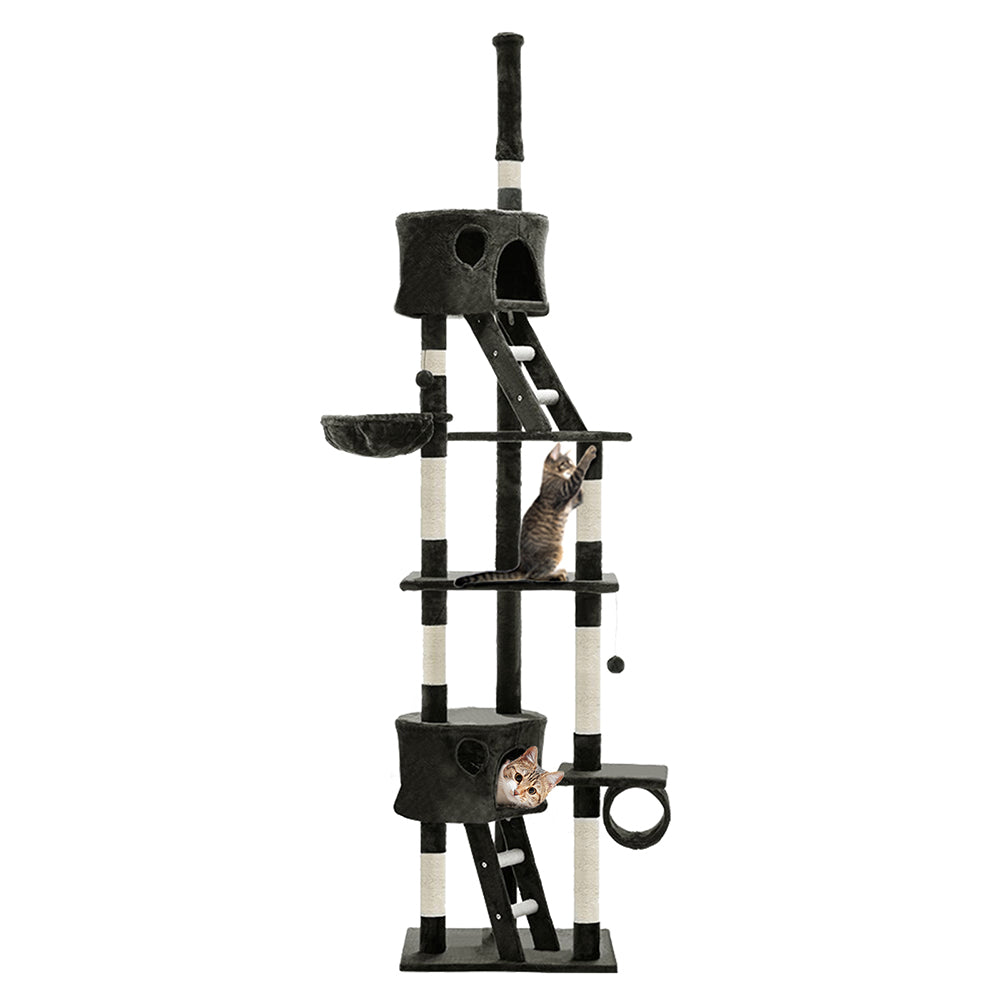i.Pet Cat Tree 260cm Tower Scratching Post Scratcher Condo House Trees Grey - view 8