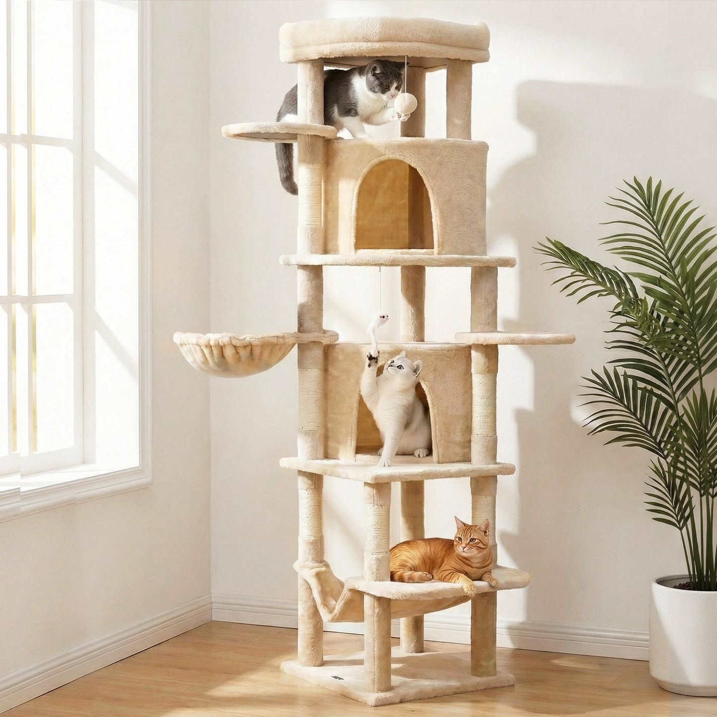 i.Pet Cat Tree Tower 167cm Large Scratching Post Furniture Scratcher House Beige - view 10