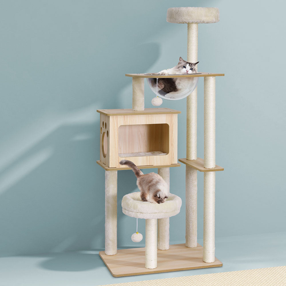 i.Pet Cat Tree Tower Scratching Post Scratcher 142cm Wood Bed Condo House - view 8
