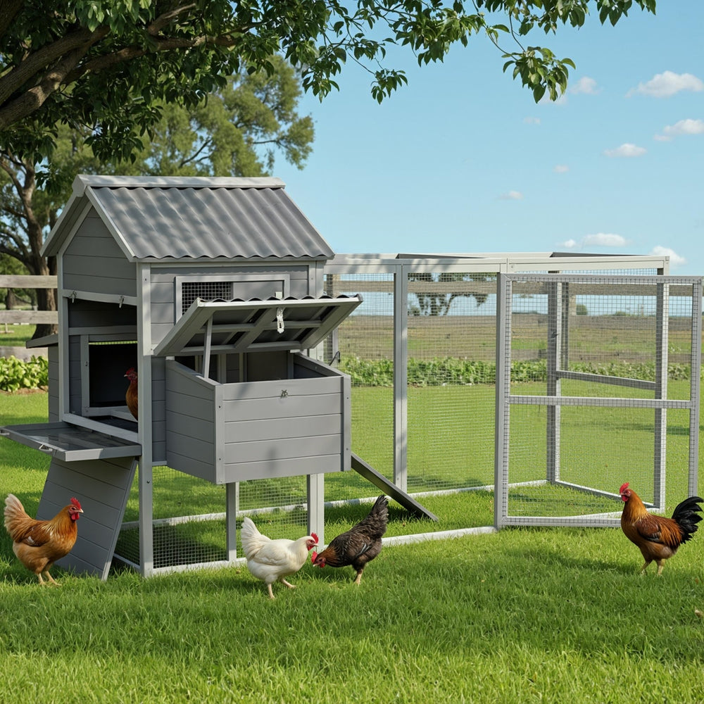 i.Pet Chicken Coop Rabbit Hutch Extra Large Wooden Run Bunny Cage Poultry House Outdoor - view 7
