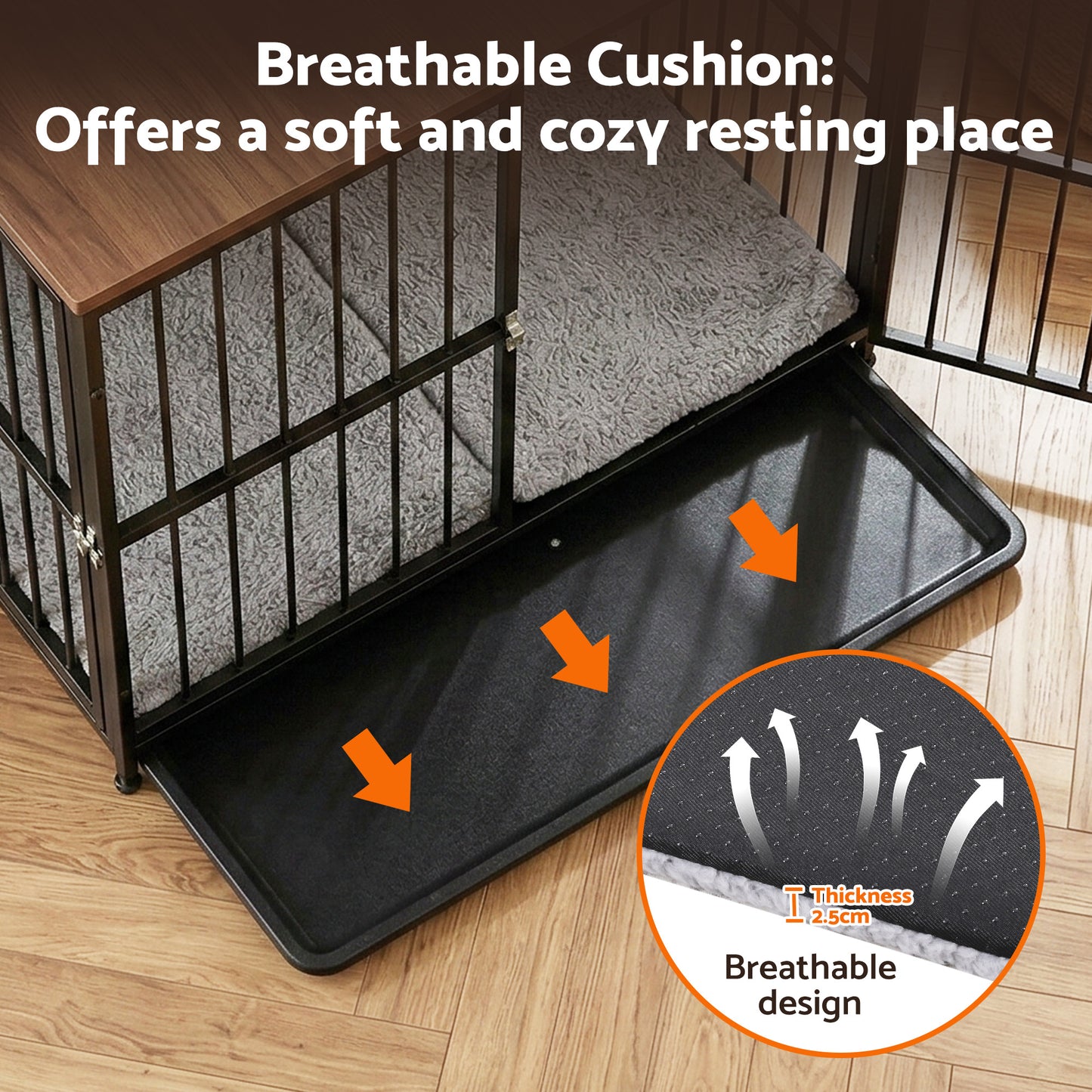 i.Pet Large Dog Crate Furniture 93cm Dog Cage Puppy Pet Wooden Black - view 10