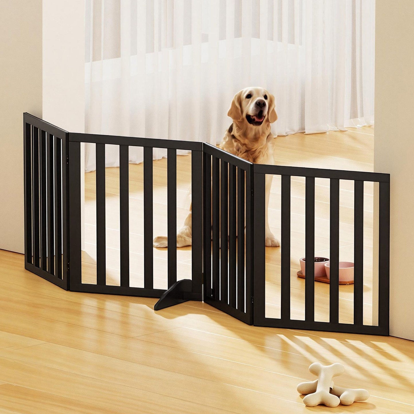i.Pet Dog Gate Playpen Enclosure 4 Panels Pet Door Fence Wooden Play Pen Stair - view 9