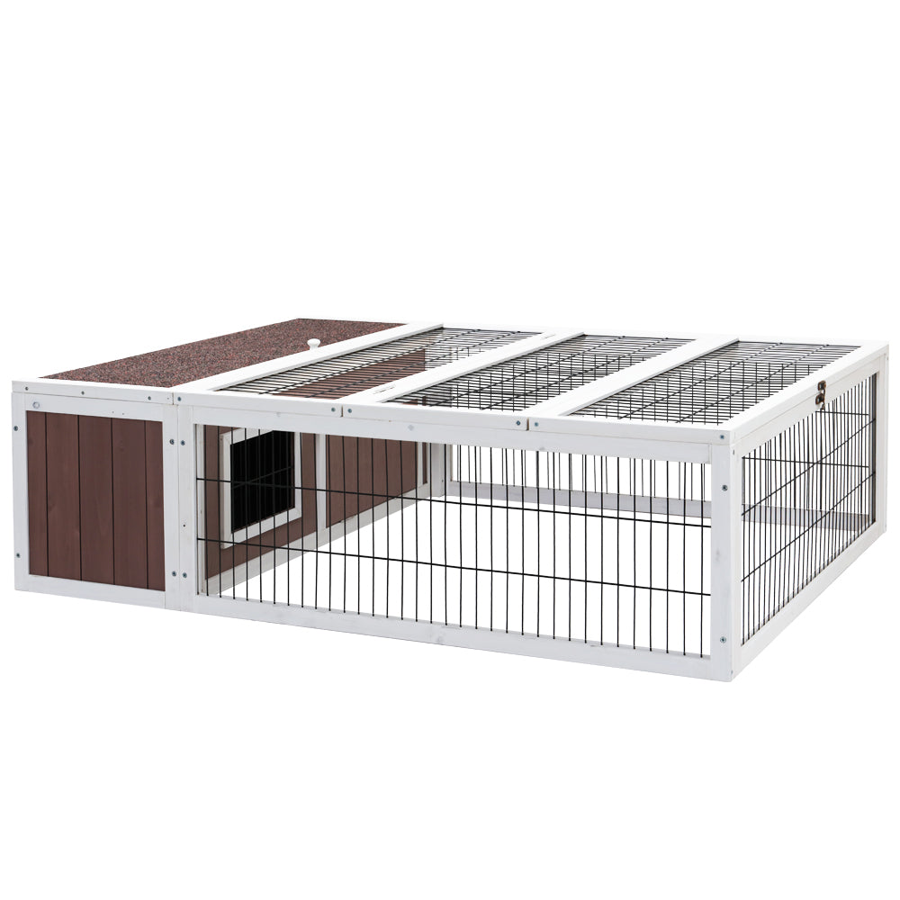 i.Pet Rabbit Hutch 124cm x 90cm x 35cm Chicken Coop Large Outdoor Wooden Run Cage House - view 7