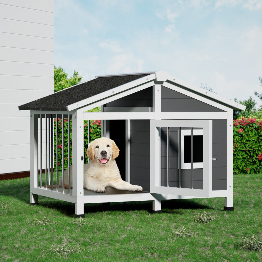 i.Pet Dog Kennel House Large Wooden Outdoor Pet Kennels Indoor Puppy Cabin Home - view 7
