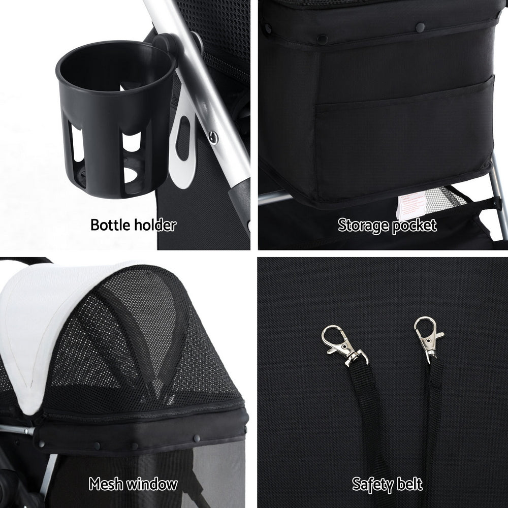 i.Pet Pet Stroller Pram Dog Cat Carrier Cage Large Travel Pushchair Foldable 4 Wheels - view 7