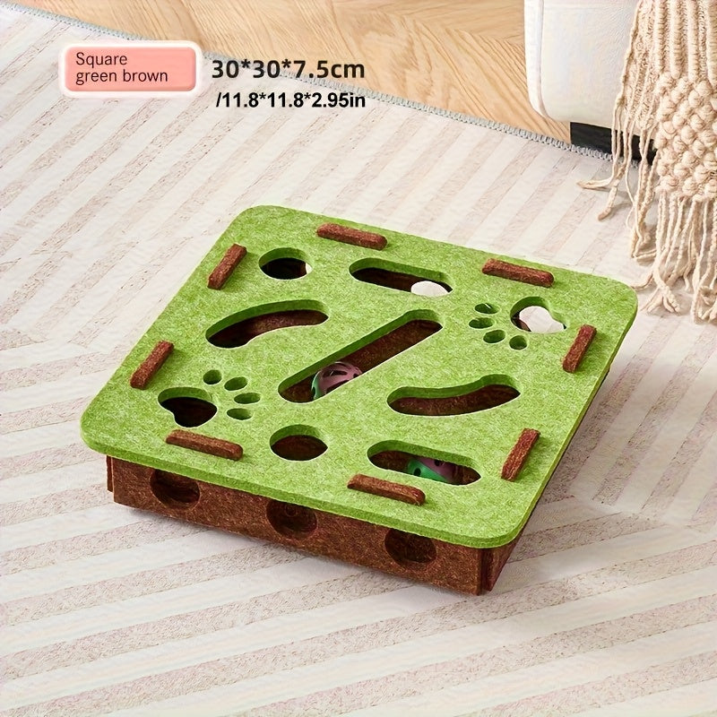 Interactive Cat Fun Box with Paw Print Design for Digging and Climbing, Includes 2 Hidden Balls, Made of Durable Plastic Material, Promotes Mental Stimulation and Exercise, Random Colors, Suitable for All Breeds and Sizes, green brown - view 10