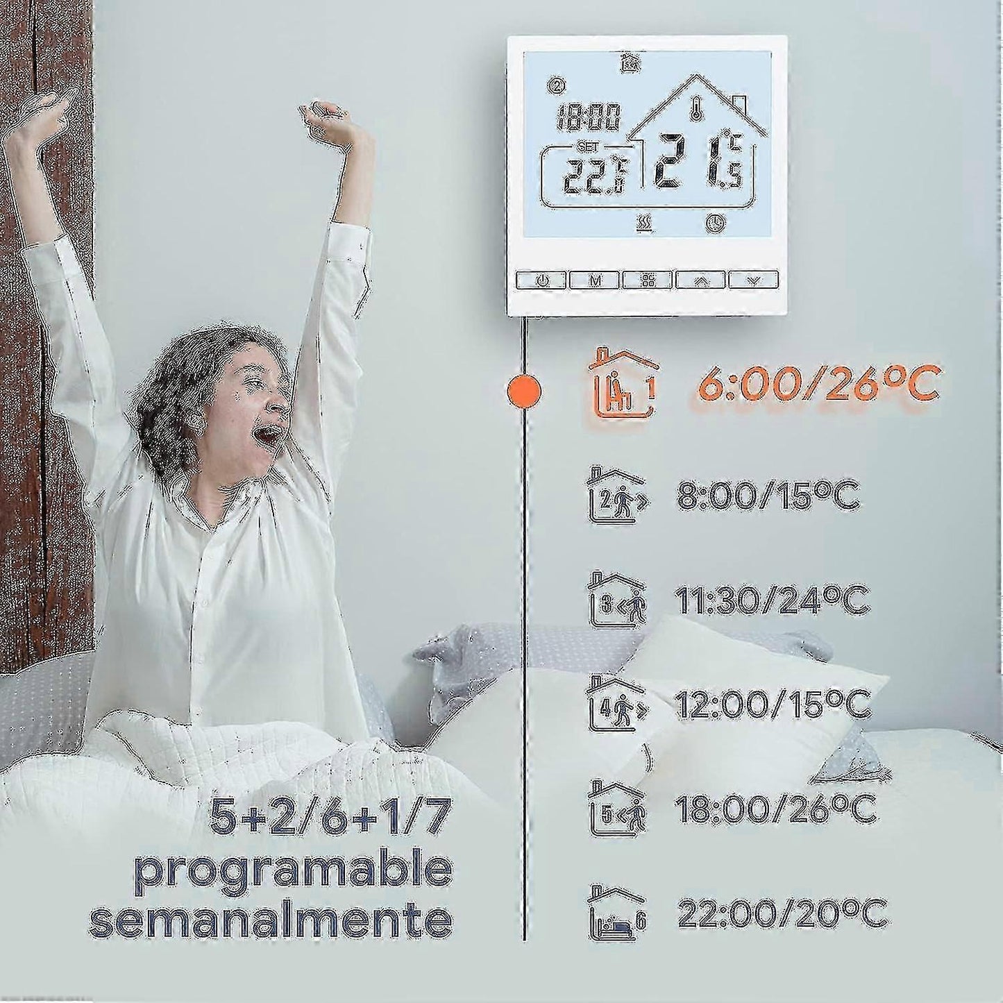 WiFi Smart Heating Thermostat 16A Wall Thermostat Compatible with Alexa Google Home - view 4