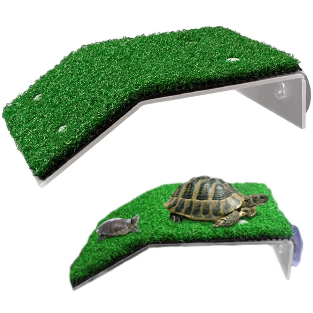 Turtle Basking Platform Simulation Grass Turtle Ramp for Fish Tank Aquarium - S - view 10