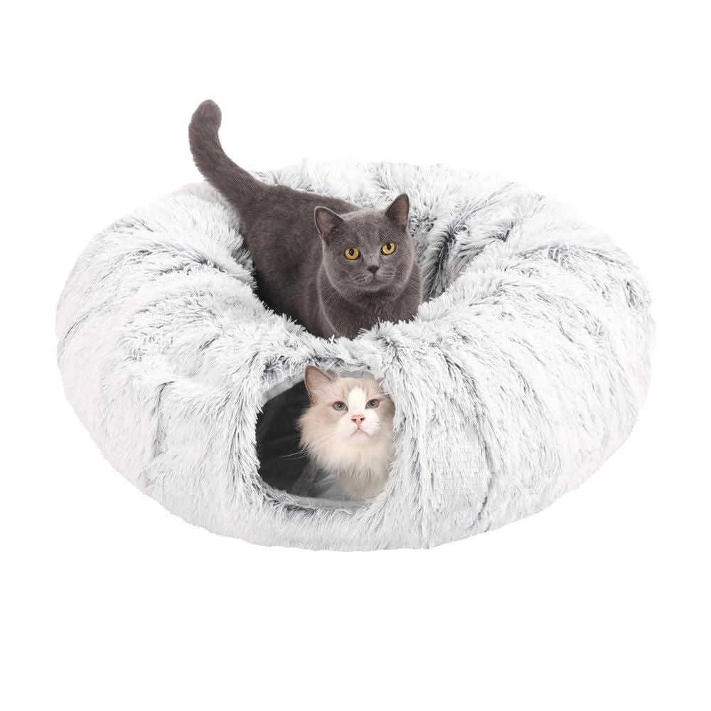 Plush Cat Tunnel with Cat Bed Pet Cat Tunnel Toys Gray - view 6