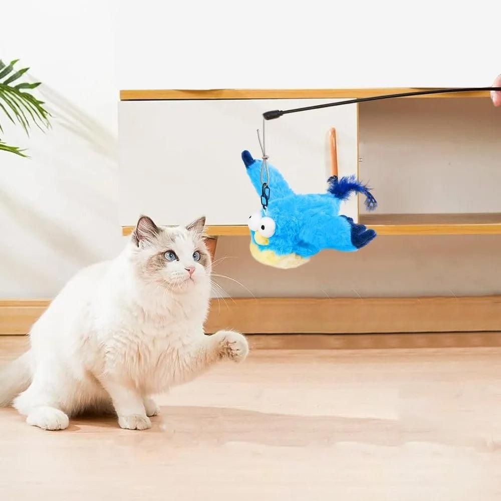 Cat Squeaky Toys Rechargeable Interactive Cat Toy Touch Activated Kitten Plush Pet Toys Blue - view 6
