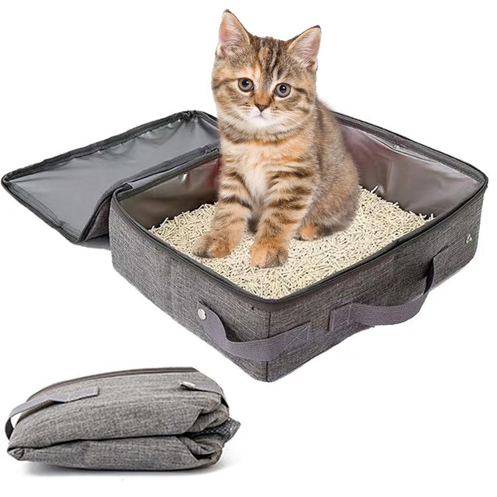Portable Foldable Cat Travel Litter Box - Waterproof & Easy to Clean Black - view 10