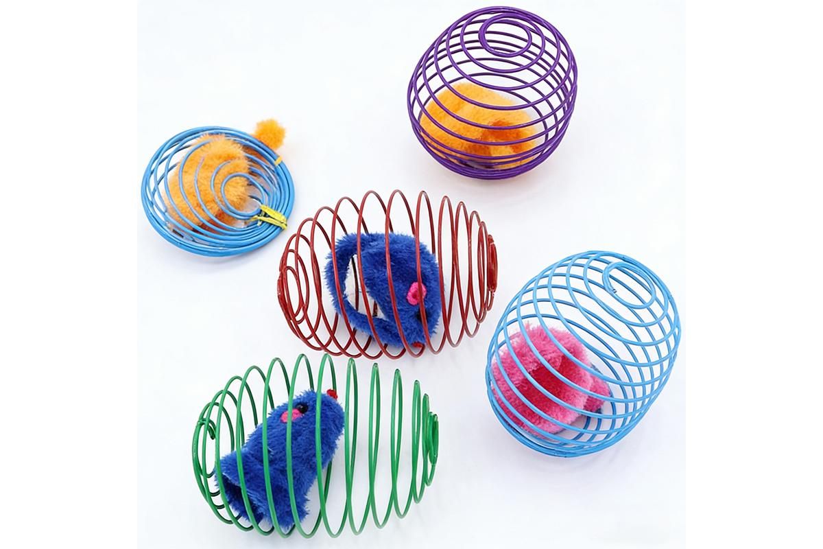 5Pcs Cat Spring Balls Toys Stretchable Rolling Balls Cat Spring Toys for Kitten - view 7