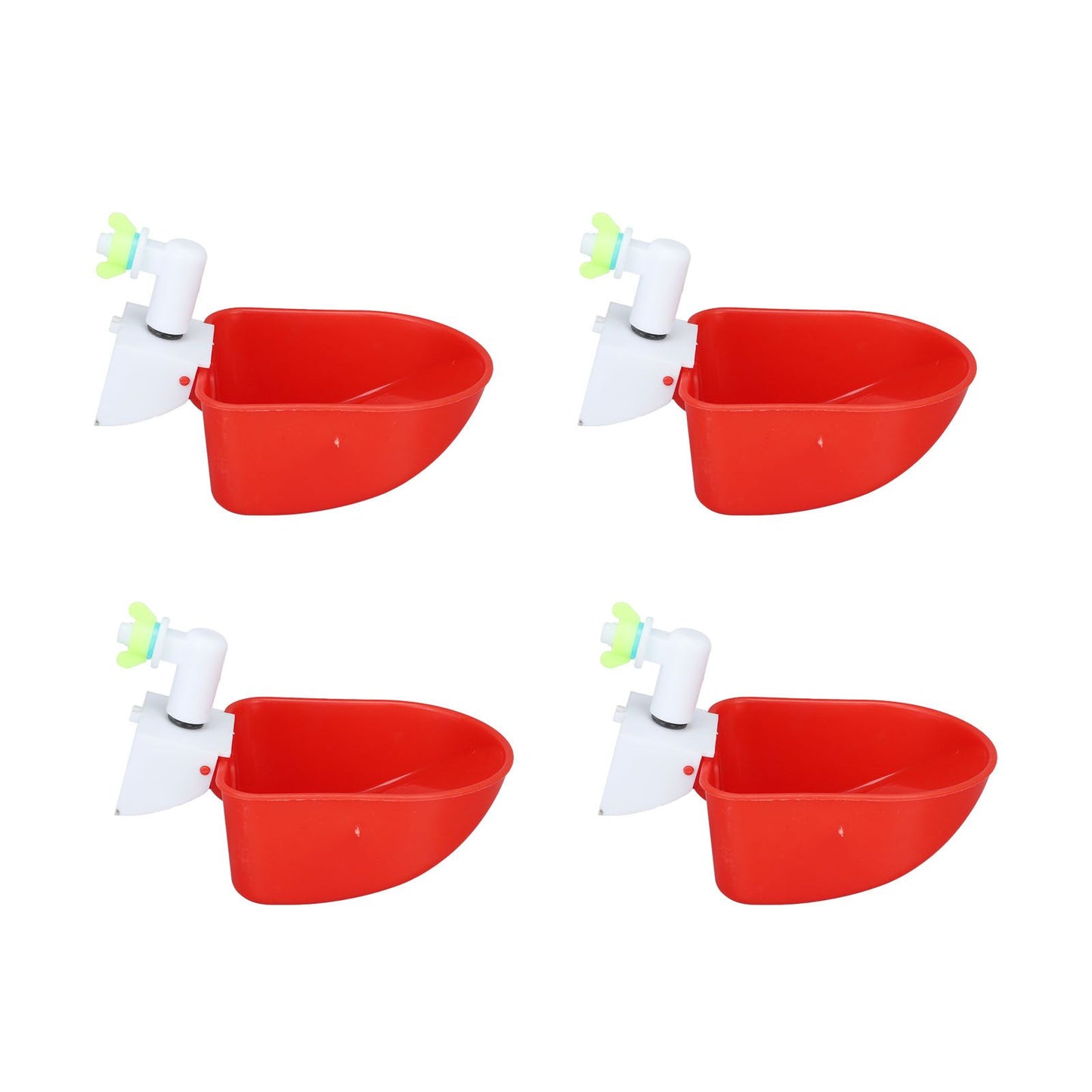 4 Set Automatic Poultry Fount Plastic Waterer Bowl with Hose Attachment for Game Bird Universal Red - view 10