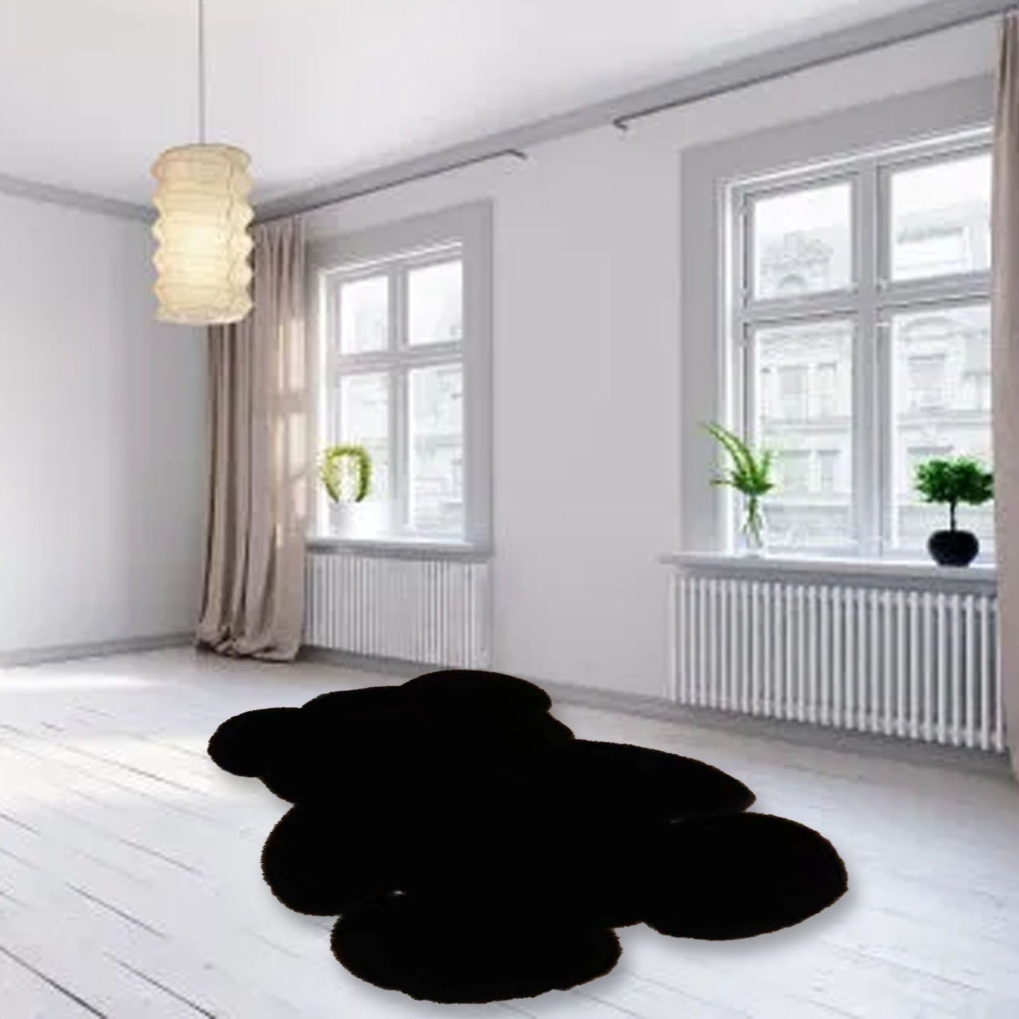 Cute Bedroom Rug Soft Bear Shaped Shaggy Floor Mat for Kids Teen Girls Room Floor Living Room Black 45x60 - view 10