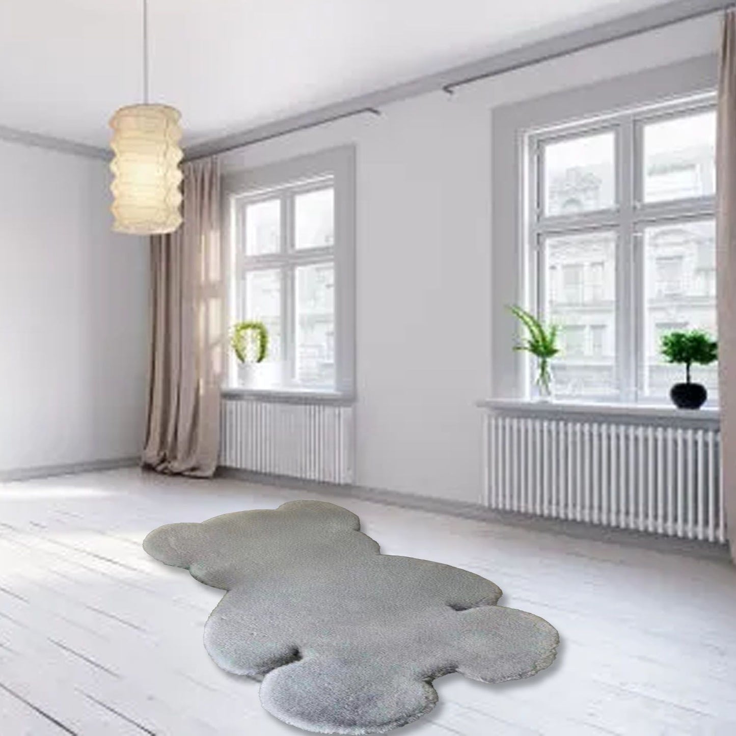 Cute Bedroom Rug Soft Bear Shaped Shaggy Floor Mat for Kids Teen Girls Room Floor Living Room Gray 45x60 - view 10