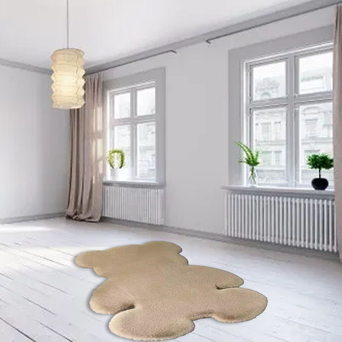 Cute Bedroom Rug Soft Bear Shaped Shaggy Floor Mat for Kids Teen Girls Room Floor Living Room Khaki 45x60 - view 10