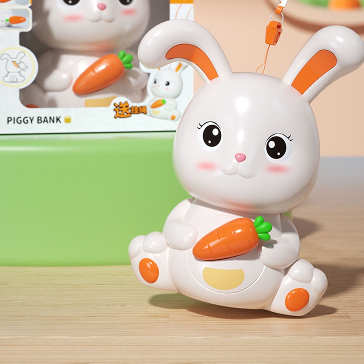 Piggy Bank Plastic Cute Rabbit Shape Fall Prevention Large Capacity Bunny Money Box for Children Gift - view 10