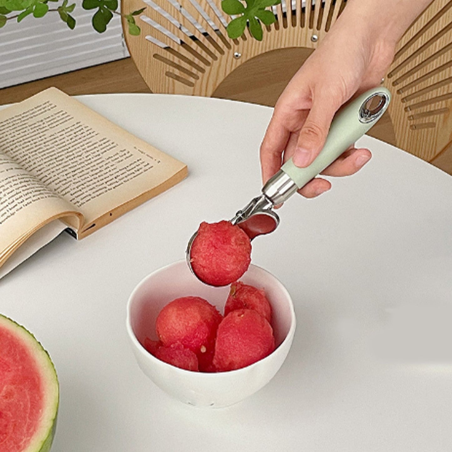 Ice Cream Scoop Smoothing Stainless Steel Hanging Hole Multifunction Cupcake Scoop for Home Kitchen Cafe Bar Trigger Release Scoop - view 10
