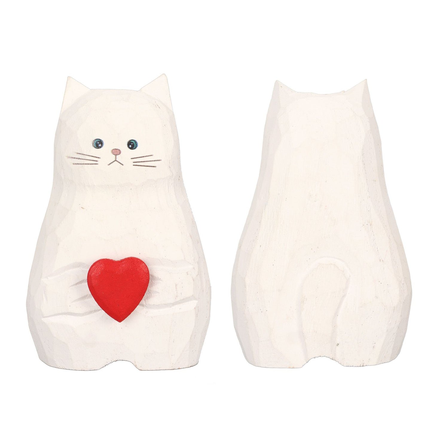Cat Statue Flower Vase White Handmade Textured Wooden Cat Vase for Thanksgiving Day Gift Cat Lovers - view 10