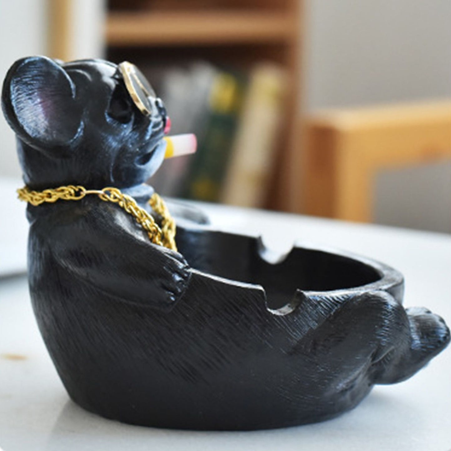 Cartoon Animal Ashtray Household Innovative Decorative Bully Dog Ashtray for Living Room Black - view 10