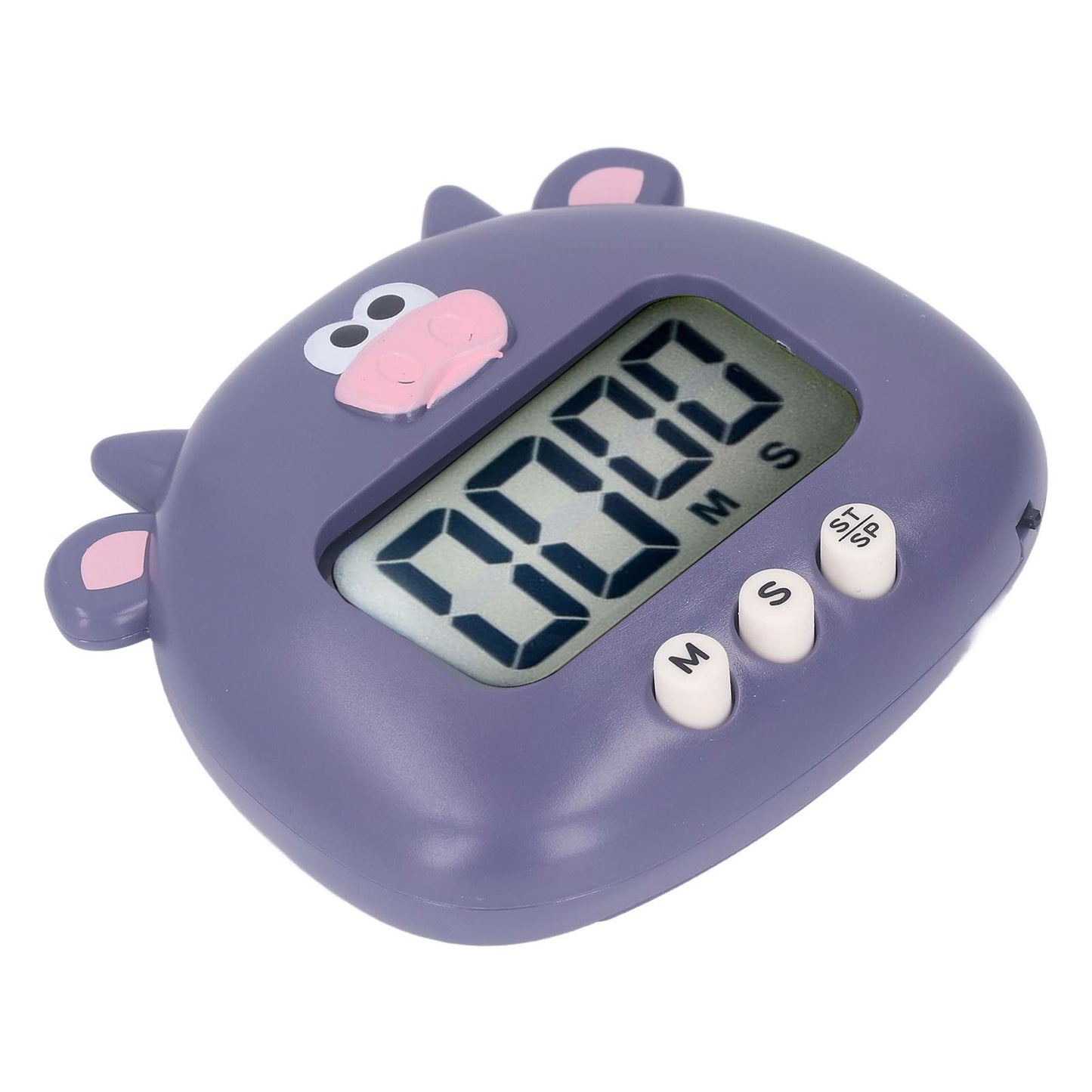 Digital Kitchen Timer Countup Countdown Cartoon Animal Sound Flash Alert Easy Operation with Stand for Cooking Teaching Purple Cow - view 10
