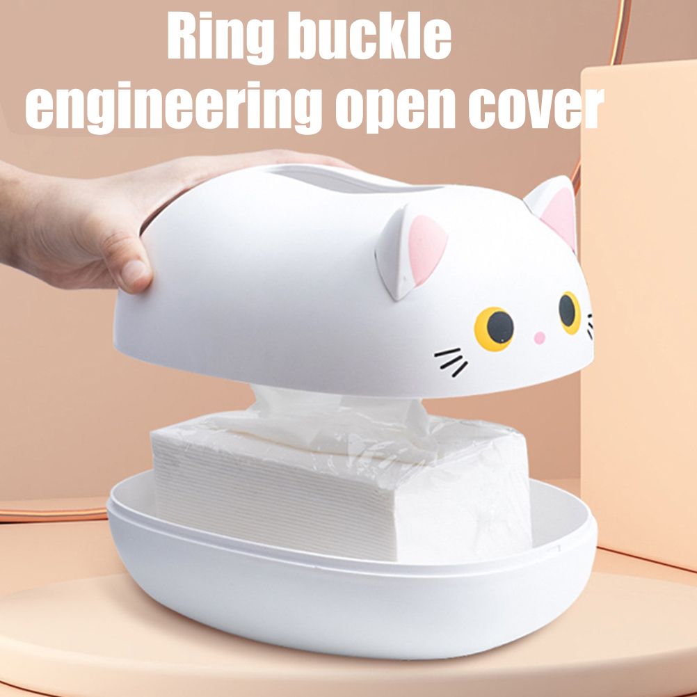 Cartoon Cat Tissue Box Desktop Paper Napkin Storage Box Paper Container Home Decoration - view 10