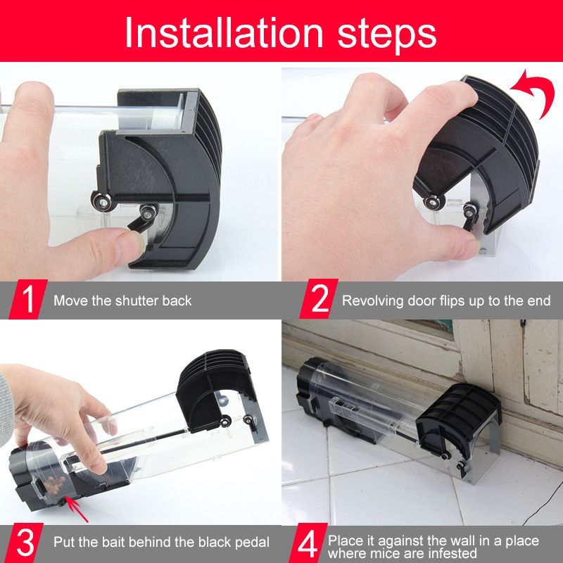 Automatic Mouse Trap High Sensitivity Self Locking Door Mouse Catcher Rat Catcher for Indoor Home Use Black - view 2