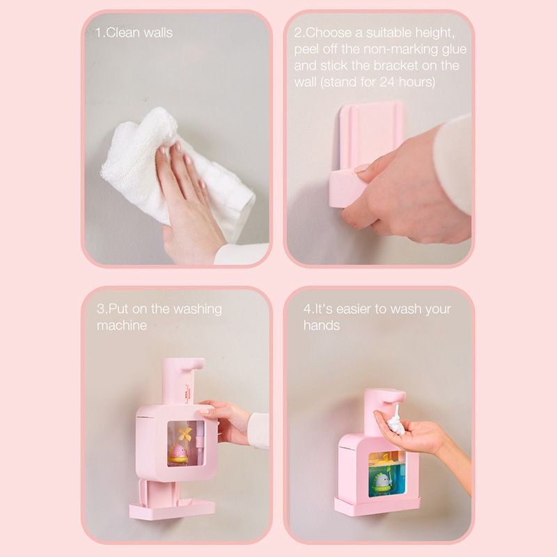 Touchless Automatic Sensor Soap Dispenser Cartoon Pet Waterproof Smart Foam Soap Dispenser Yellow Fortune Cat - view 4