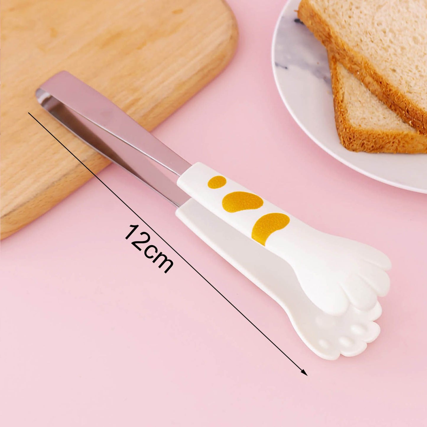 Kitchen Cooking Tong Cute Cat Paw Shape Stainless Steel Small Salad Barbecue Food Tong White S - view 6