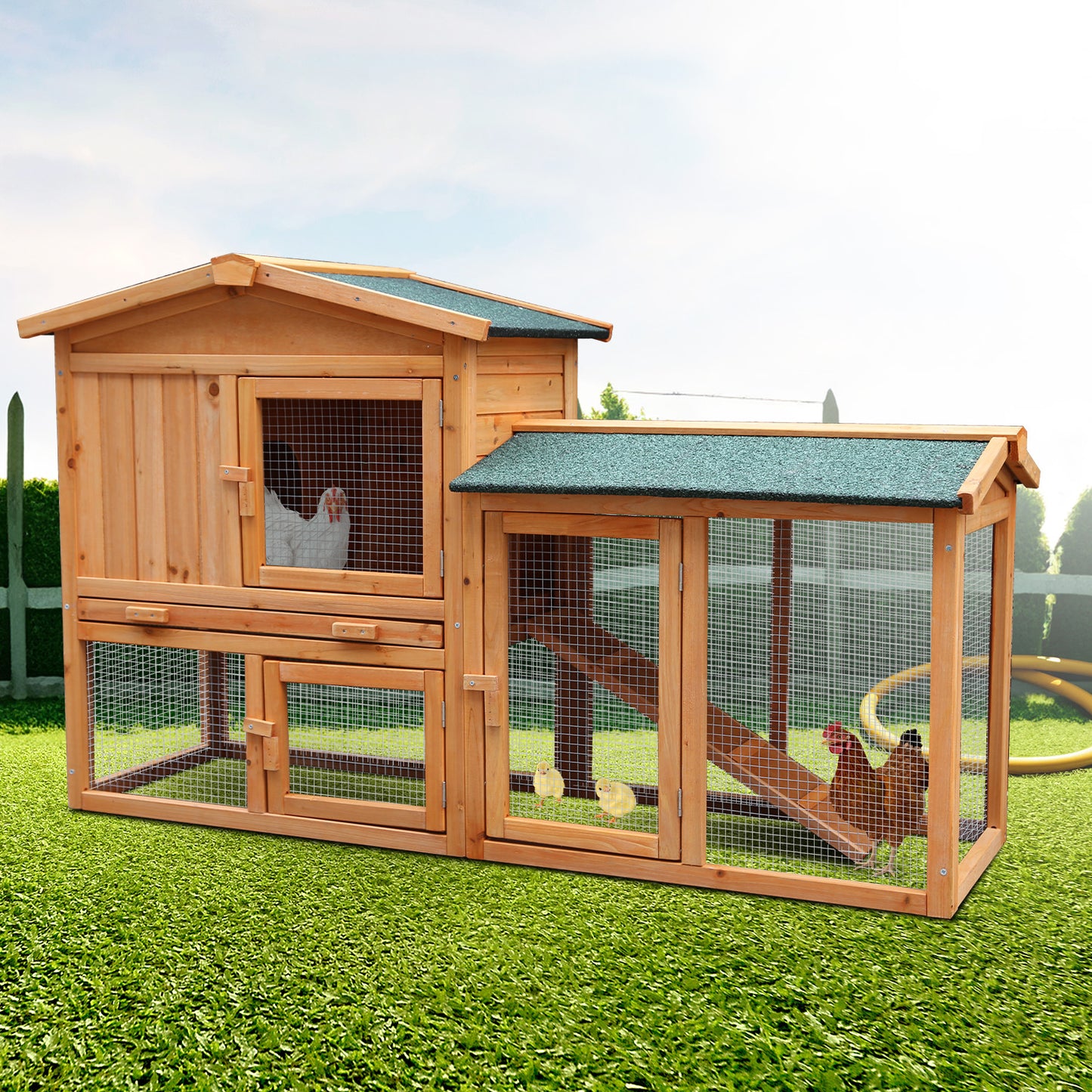 Furtastic Large Wooden Chicken Coop & Rabbit Hutch With Ramp - view 10