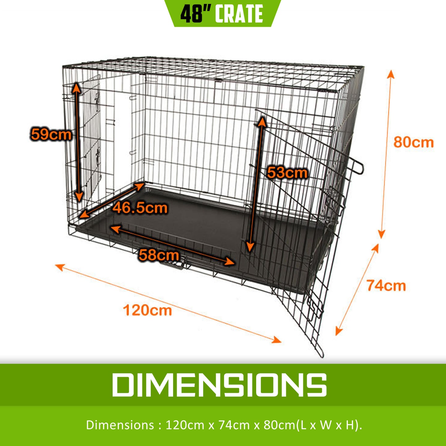 Wire Dog Cage Foldable Crate Kennel 48in with Tray - view 9