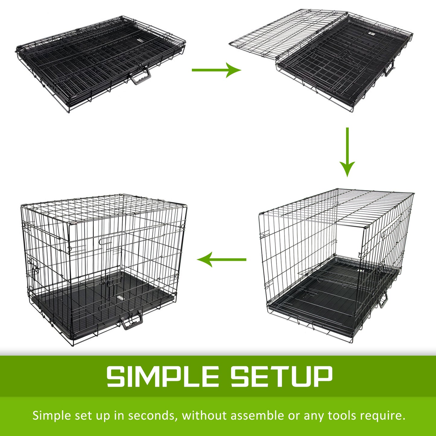 Wire Dog Cage Foldable Crate Kennel 30in with Tray + BLUE Cover Combo - view 10