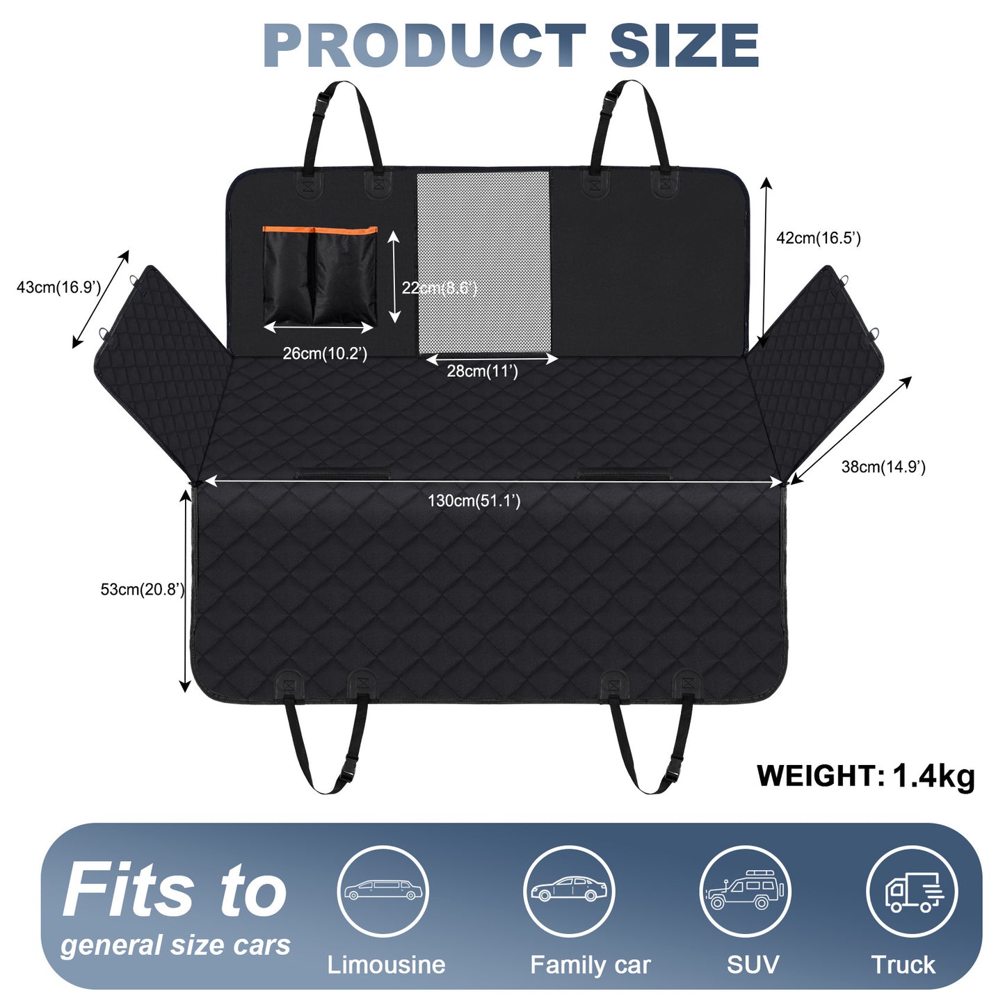 Dog Car Seat Cover, Waterproof Pet Seat Cover for Back Seat with Side Flaps, Non-Slip Durable Scratchproof Dog Hammock for Cars, Trucks and SUVs - view 2