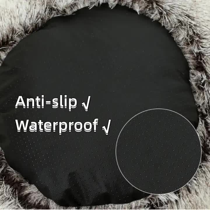Cozy Gray Plush Hooded Pet Bed - Ultra Soft Long Fur Cave Bed for Small Pets 50cm - view 3