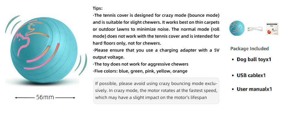 2PCS Green Rechargeable Automatic Jumping Pet Toy Ball - Interactive Smart Play Ball for Dogs & Cats - view 5