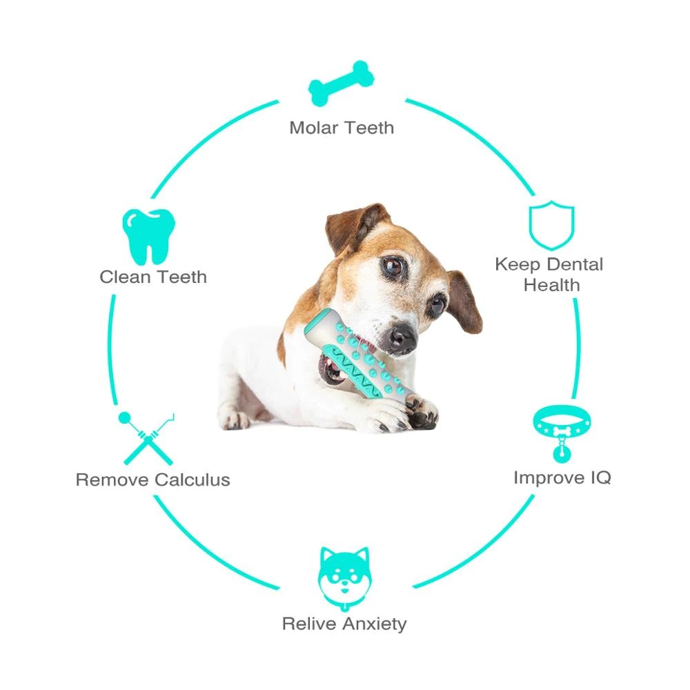 Green Dog Squeaky Toys For Aggressive Chewers, Tough Toothbrush Dog Chew Toy, Nearly Indestructible Rubber Toys For Pet Training, Teeth Cleaning, Playing And Chewing For Medium & Large Breeds - view 6
