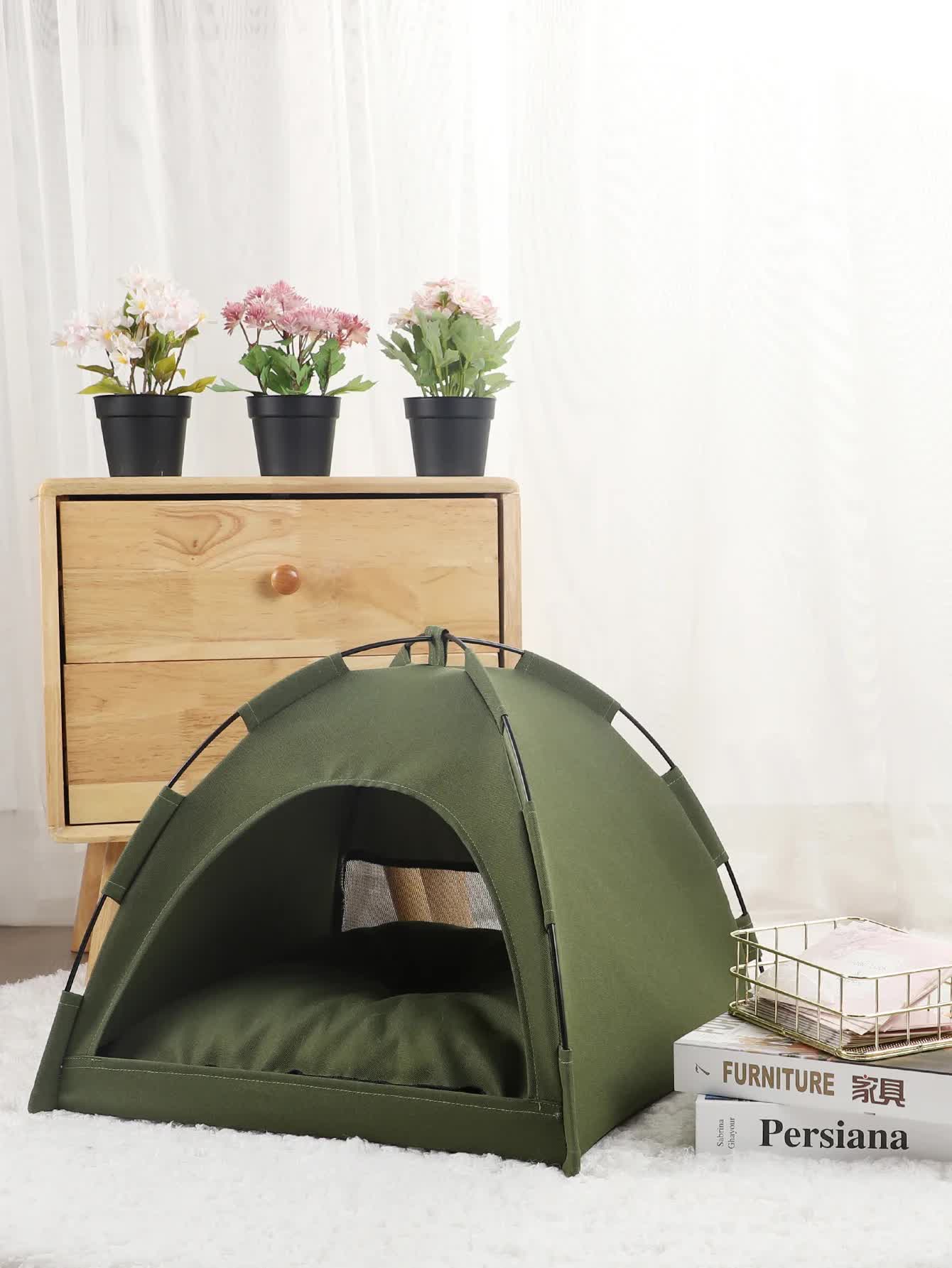 M Green Foldable Breathable Summer Pet Tent with Cooling Mat - Portable Outdoor and Indoor Pet Shelter - view 5