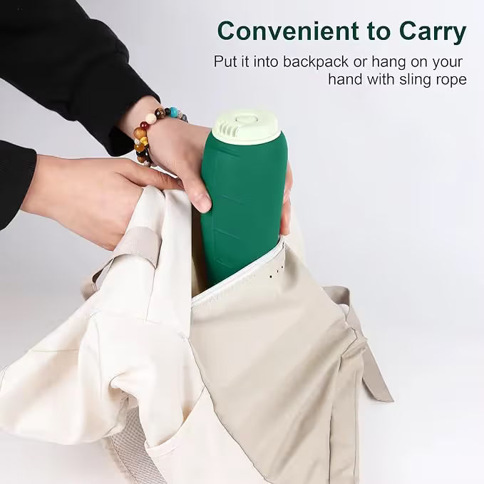 Green 2-in-1 Portable Dog Water Bottle and Food Container - Leaf-Shaped Silicone Travel Bowl for Pets, Leak-Proof Outdoor Dispenser for Walking, Hiking and Traveling, 330ml Capacity - view 7