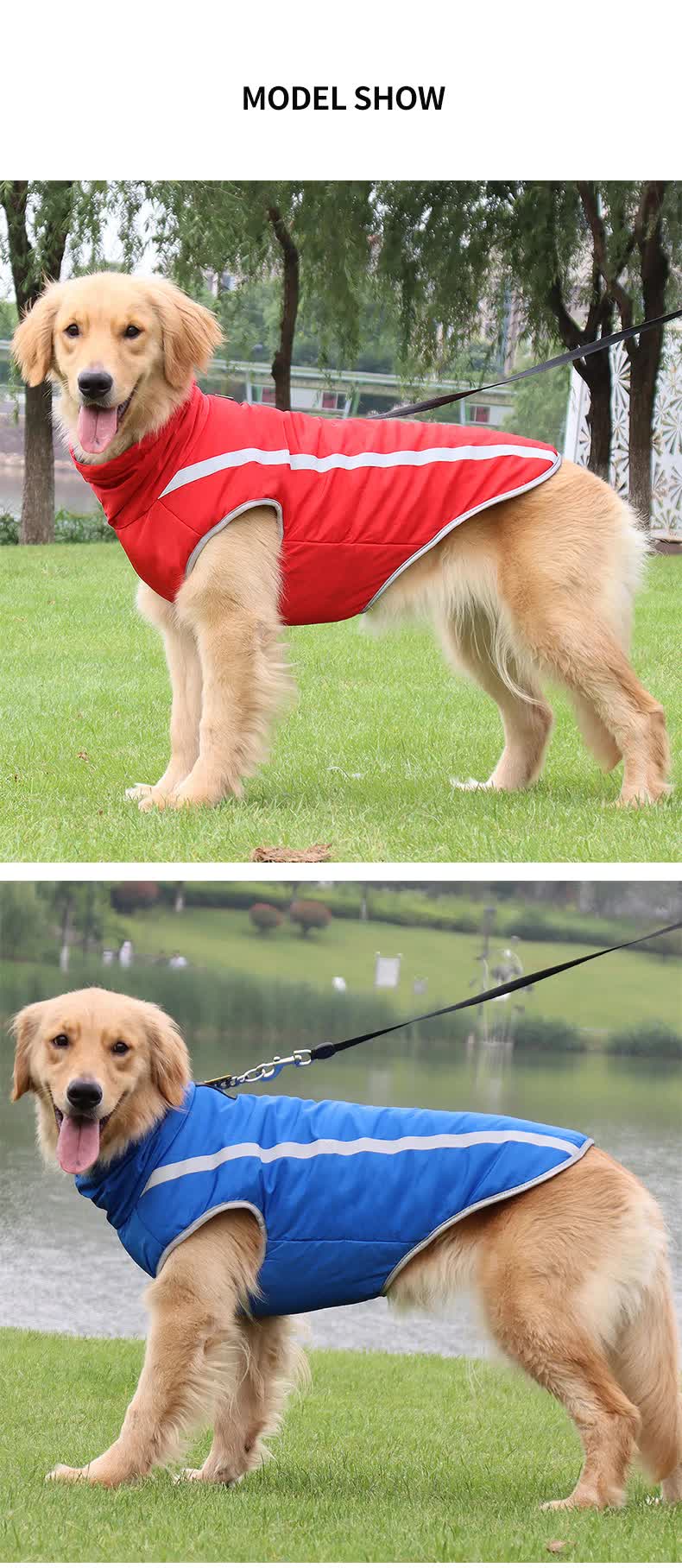 Size 5XL Pink Reflective Winter Dog Jacket - Warm & Waterproof Outdoor Coat for Large Breeds - view 10