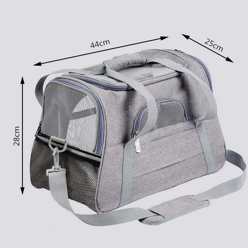 Portable Pet Bag for Small Dogs and Cats - Black Travel Tote with Pet Mat (44x25x28cm) - view 6