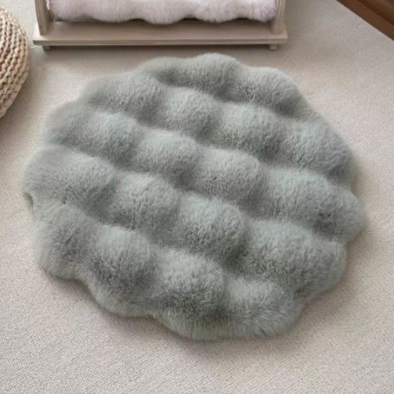 Matcha color Plush Round Cat Mat - Soft Faux Fur Sleeping Pad (40cm Diameter) - view 3