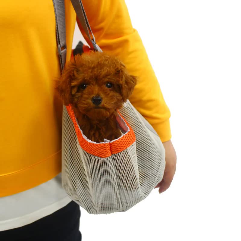Orange And Grey Lightweight Breathable Mesh Pet Carrier Handbag - Portable Travel Tote for Small Dogs & Cats up to 8kg - view 8