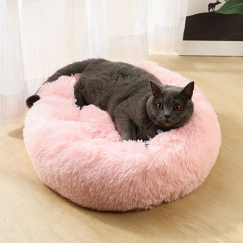 Dark Grey 50cm Cozy Round Pet Bed - Plush Cat & Dog Bed with Non-Slip Base, Machine Washable - view 2