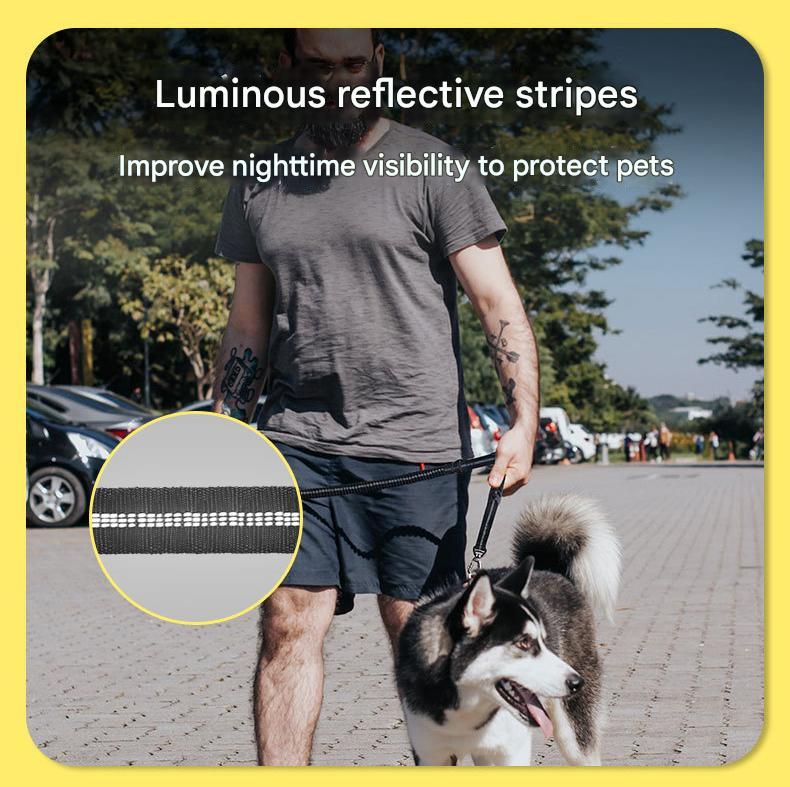 Red Shock Absorbing Dog Leash with Reflective Stitching - 135cm for Small to Large Dogs - view 5