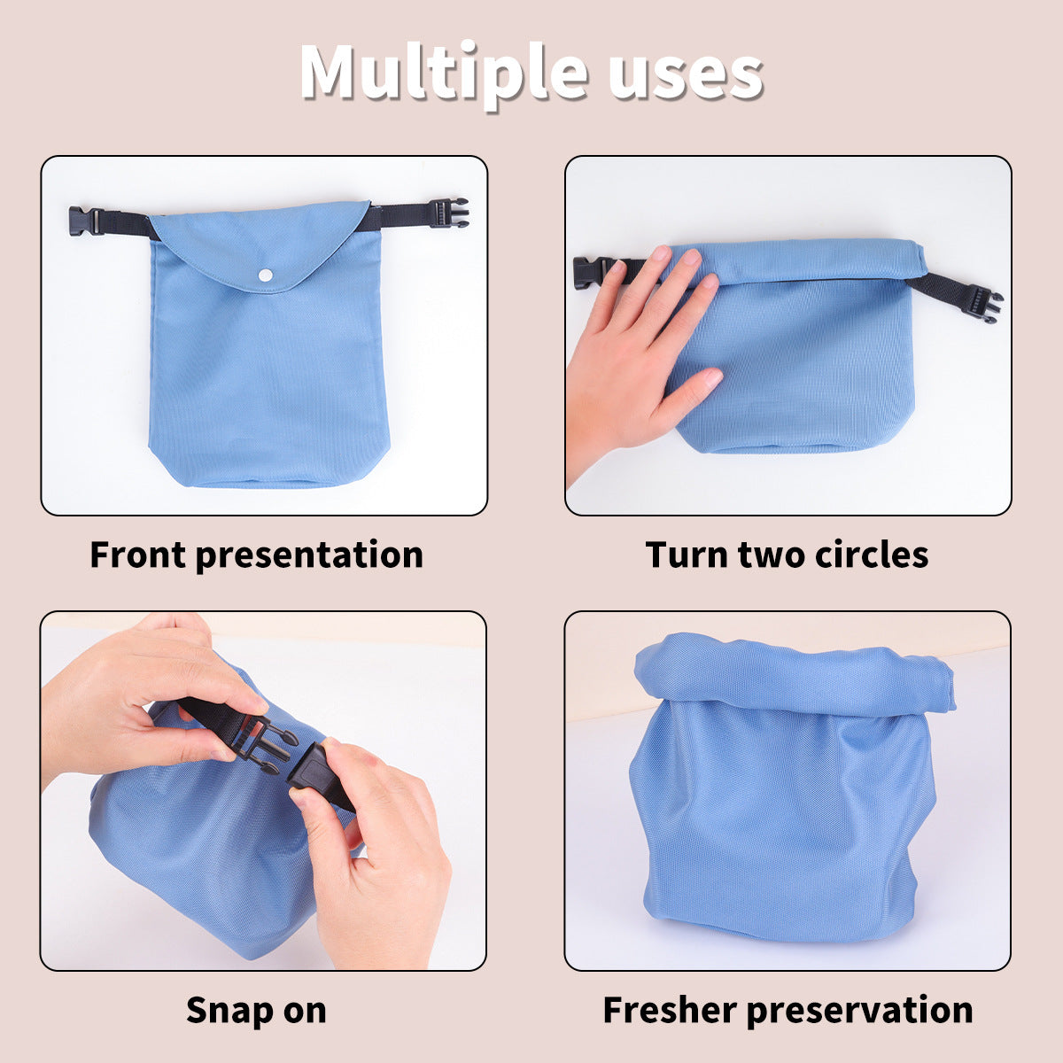 2-pcs Red Portable Pet Food Storage Bag - Roll Top Treat Pouch for Travel & Walks - view 4