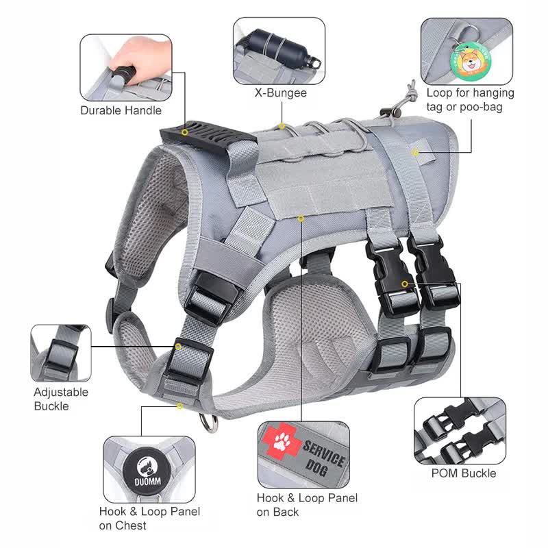 Black Tactical Dog Training Harness - Adjustable Vest for Training and Walking - L - view 3